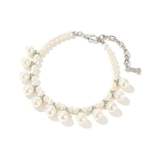 Dogs Kingdom Handmade Pearls Pet Cat Necklace Collar with Lobster Clasp Elegant Pearl Necklace for Small Dog Puppy Cat,White,S:9-11.5" Neck
