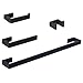 RUGUS Modern Bathroom Accessories- 4-Piece Bath Hardware Towel Bar Accessory Set-SUS 304 Stainless Steel，Matte Black