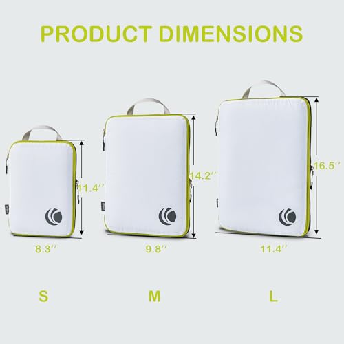 Cipway Compression Packing Cubes, Ultralight Luggage Organizer Bags, Travel Essentials for Carry on Suitcase (3 Piece,White)4
