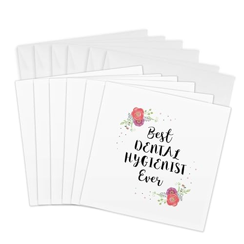 Cartes de vœux motif floral rose 3dRose Gc_315923_1 lot de 6 de 15,2x15,2 cm