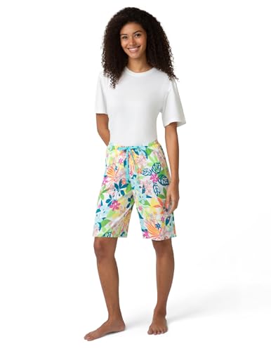 Image of HUE Women's Summer Vacation Pajama Separates, Soft, Whimsical Print Pjs with Tropical Beach Themes, Flip Flops, Cocktails