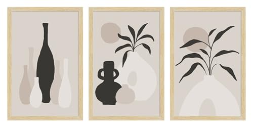 ArtX Paper Flowers Boho Wall Painting For Living Room Decoration Big Size, Framed Painting for Wall Decoration, Wall Decor For Bedroom, Multicolor, 37.5 x 18.5 inches, Set Of 4