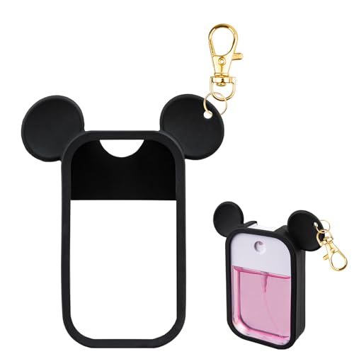 TERPINK Silicone Case Compatible with Touchland Hand Sanitizer Spray 1 fl oz, Mouse Design Protective Case with Keychain for Power Mist and Glow Mist, Hand Sanitizer Spray Accessory 1 Pack (Black)