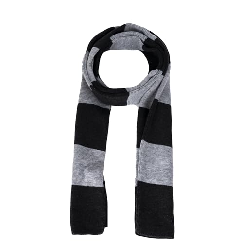 Long Black and Grey Striped Scarf Unisex Winter Halloween Costume Scarf (Black and Grey, 200CM) (black and grey, 180cm)
