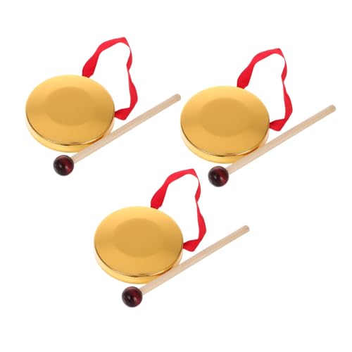 ERINGOGO 3 Sets Copper Gong with Mallet of Traditional Chinese Percussion Instruments for Lightweight Portable Easy to Use for Music Lessons Fun Activities