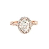Anillos para mujer, anillo para mujer, flor de amor con moissanita ovalada de 1/2 quilates, oro rosa, R 1/2, Oro rosa de 9 quilates, Moissanita