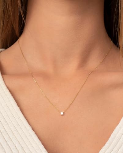 14K Gold Moissanite Necklace for Women, 0.5-2 Carats D Color VVS1 Brilliant Cut Moissanite Solitaire Simulated Diamond Pendant with Durable Gold 18" Chain Women Girls Jewelry Mothers Day Gifts3