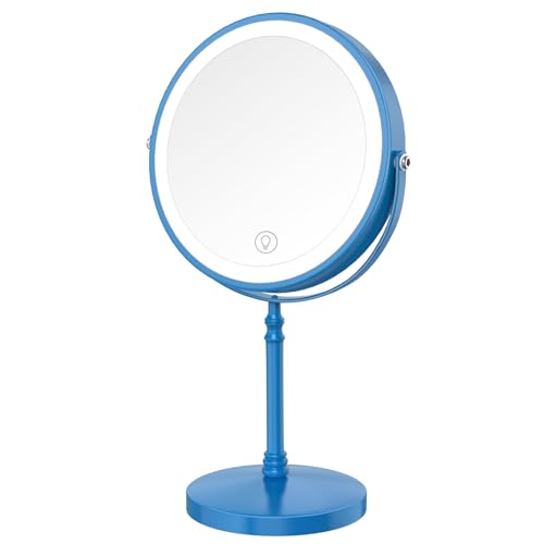 Image of DEIOVWXS Makeup Mirror, Rechargeable Vanity Mirror with 3 Lights, 1X /10X