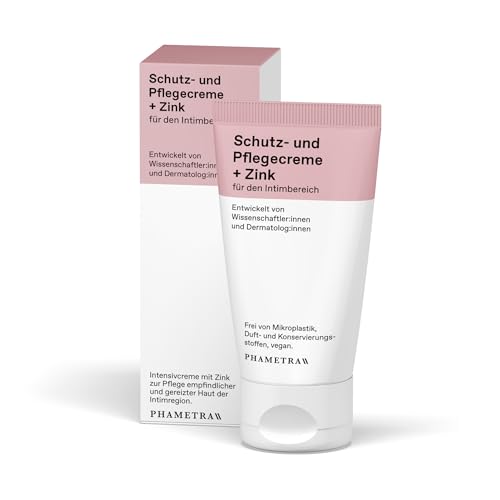 Phametra Schutz- und Pflegecreme + Zink für den äußeren Intimbereich | 50 ml im Airless Spender | Medizinische Intimpflege bei trockener gereizter oder geröteter Haut | dermatologisch bestätigt