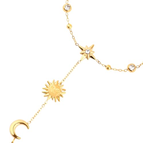 Image of 18K Gold Plated Stainless Steel Dainty Charms Colorful Crystal Birthstone Bracelet Minimalist Cute Jewelry for Women