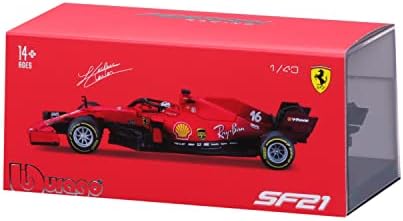 Bburago B18-36828L 1:43 F1 2021 Ferrari SF21 with Helmet Leclerc, Assorted Designs and Colours