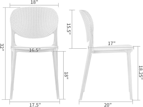 Image of Dream Furnishing - Set of 4 Stackable Dinning Chairs for Home Cafe Office Hotel for Indoor and Outdoor Patio (White)