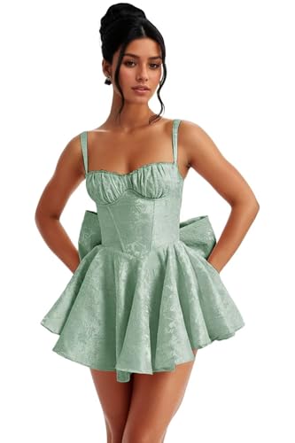 Image of Short Satin Homecoming Dresses with Bows Applique Corset Prom Dress Mini HOCO Party Cocktail Gowns for Teens