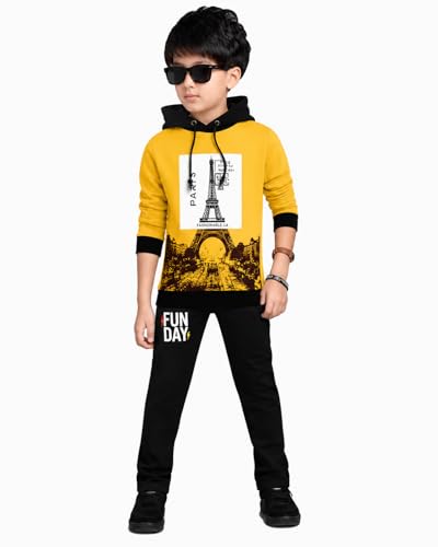 Image of LilBits Boys Summer Co-Ord Set Cotton Blend T Shirt & Lower Set for Kids Boys (2-16 Yrs), Typography Printed Casual Clothing Set, Regular Fit