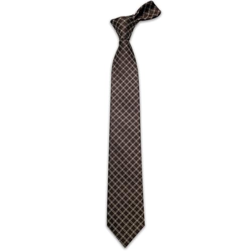 Image of YourTies Striped Ties for Men Classic Woven Silk Necktie with Handkerchief Cufflinks Set Formal Business Party Wedding