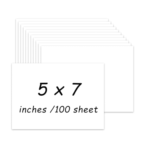 White Cardstock 5 x 7, 100 Pack Cover Cardstock Paper, 74lb/200GSM Heavyweight Blank Cards for Wedding Invitations, Thankyou Cards, Postcards