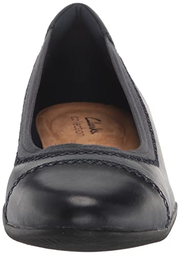 Clarks Sara Bay Ballet Flat, Navy Leather, 9 Medium #TOP1