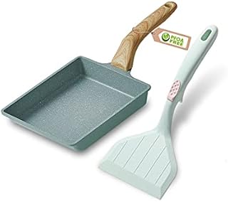 HARLIANGXY Tamagoyaki Japanese Omelette Pan with Silicone Spatula, Egg Frying Pan, Japanese Square Pan, Egg Roll Pan for Stovetop and Induction, Non-Stick Coating (PFOA Free), 20 x 15 cm