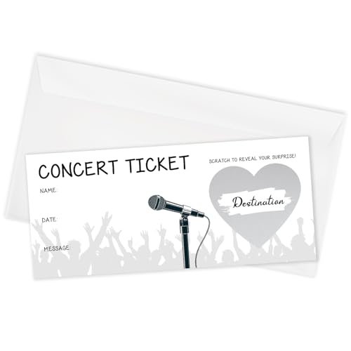 1 Set Gray Surprise Scratch & Reveal Concert Ticket, DIY Event Ticket Scratch-off Card, 3.5 x 8 Inch...