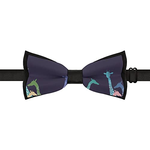 Boys Elegant Pre-Tied Bow Ties, Colorful Giraffe Art Polyester Casual And Formal Banded Bow Ties Adjustable Tuxedo Accessories Butterfly Bow Tie For Rave Party #TOP3