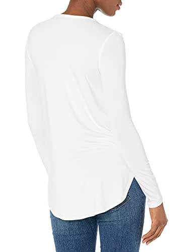 Amazon Brand - Daily Ritual Women's Jersey Long-Sleeve Scoop Neck Shirt, White, Medium