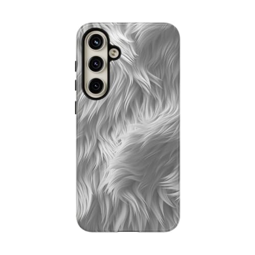 Coque Samsung S24 Plus imitation fourrure blanche rigide et brillante