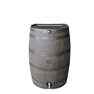 50-Gallon Rain Water Collection Barrel with Brass Spigot, Brown
