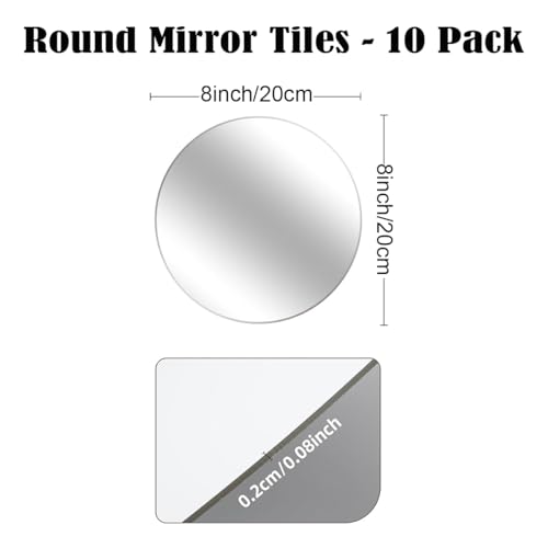 Image of 10 Pack Round Mirror Centerpieces for Tables, 8 inch Acrylic Circle Mirror Centerpieces Mirror Tray Candle Plate Centerpiece for Wedding Table Birthday Flowers Decorations Wall Decor (8inch)