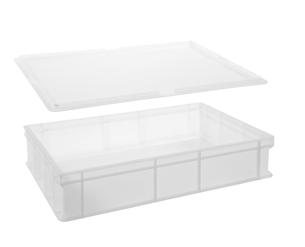 HENDI Caja para masa de pizza y de pan, 24L, caja de fermentación, apilable, sin tapa, apta para alimentos, recipiente contenedor porta masa alimentos, sin BPA, 600x400x(H) 130mm, HDPE