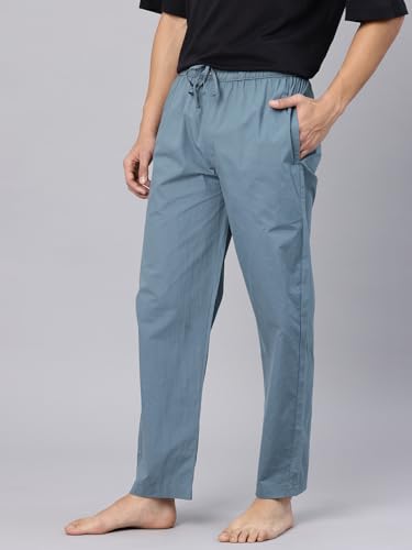 Image of Majestic Man Men's Pure Cotton Solid Lounge Pyjama Pants| Comfort Fit | Elastic Waist with Drawstring | 3 Pockets | Front Zip Closure