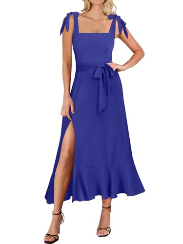 Image of ANRABESS Women's Square Neck Ruffle Split Midi Elegant Formal Wedding Guest Cocktail Bridesmaid Graduation Party Dresses