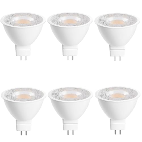 GEPLAD 6 Pack MR16 GU5.3 LED Bulbs 5W 450 Lumens 3000K Soft White 50W Halogen Equivalent 38 Beam Angle 12V AC/DC for Indoor/Outdoor Track & Recessed Lighting Non-Dimmable