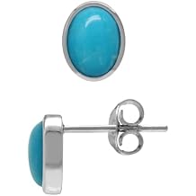 Silvershake 7X5mm شكل بيضاوي Cabochon أحجار مطلية بالذهب الأبيض أو مطلية بالذهب الأصفر 925 الفضة الاسترليني الأعمال الملابس Stud Post أقراط المجوهرات للنساء والمراهقين