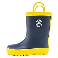 Stelle Toddler Rain Boots Natural Rubber Rainboots Kids Girls Boys Waterproof Easy On Handles Non-Slip Sole(Navy,10MT)