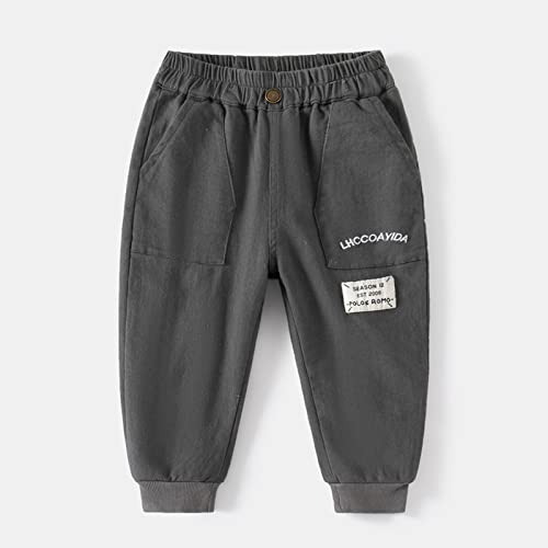 Toddler Boys Pull On Cargo Pants Kids Elastic Waist Active Jogger Pants Casual Trousers with (Grey, 18-24 Months)2
