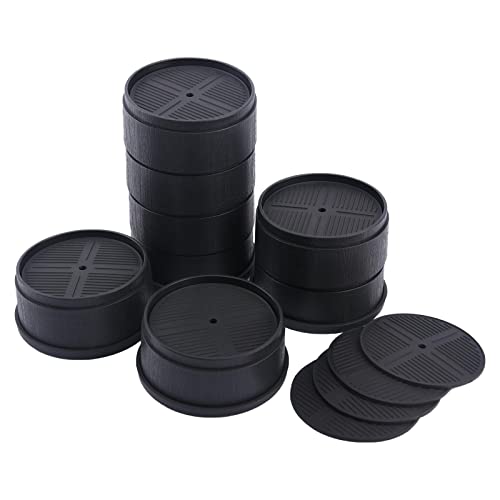 MOFUCA 8 elevadores de cama, elevadores de patas para muebles, elevación en alturas de hasta 3 pulgadas para cama, mesa, silla, escritorio o sofá (negro)