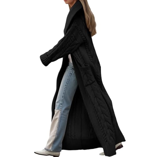 Cardigan long en tricot surdimensionné femme, vêtement extérieur chaud et fluide
