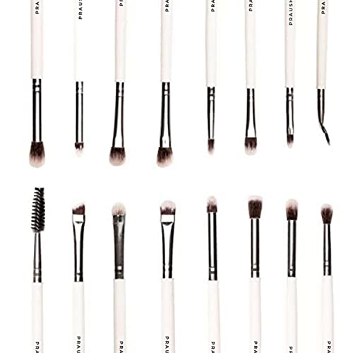 PRAUSH (Formerly Plume) 15 Pcs Professional Eye Brush Set With Marbelicious Makeup Pouch