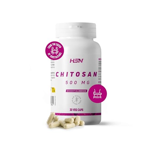 HSN Chitosan 3000 MG | 30 Cápsulas Vegetales de Quitosán Procedente de la Quitina por Dosis Diaria | ALTA Concentración | No-GMO, Sin Gluten ni Lactosa