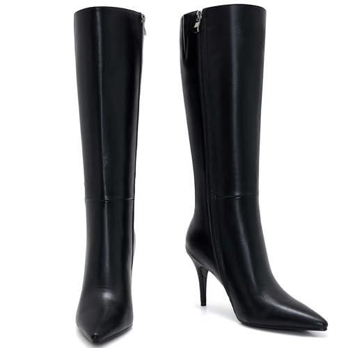Black Stiletto Boots Knee High Pointed Toe Heels For Women Thigh High Heeled Boots Sexy2