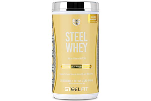 SteelFit Steel Whey - Protein Powder - Micro Filtered WPC80-100% Whey Protein Concentrate - No Gas, No Bloat, No Upset Stomach - Build Lean Muscle - 26 Servings, 2 Pounds. (Banana Milkshake)