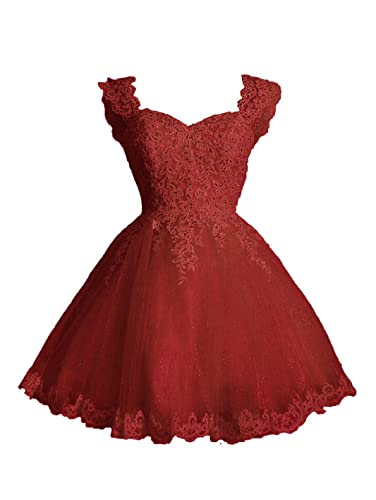 Image of Sweetheart Homecoming Dress Lace Appliques Prom Dress Beaded Lace Mini Dresses