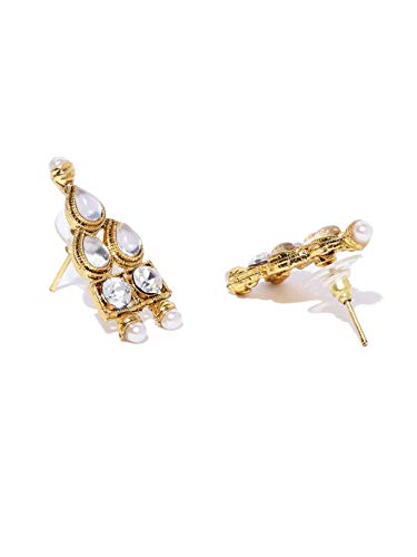 Sparkling Kundan Collar Necklace Set with Matching Drop Earrings