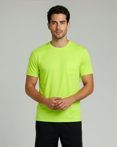Image of Real Essentials 4 Pack: Men's Dry-Fit Short Sleeve Pocket Crew Performance Athletic T-Shirt (Available in Big & Tall)
