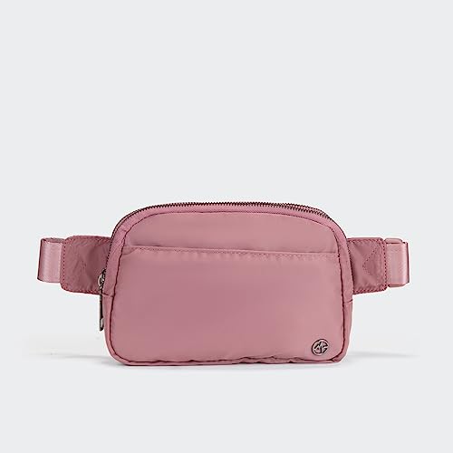 Image of Pander Everywhere Belt Bag for Women, 5 Zipper Pockets Nylon Crossbody Fanny Pack Purse (Dune Pink)