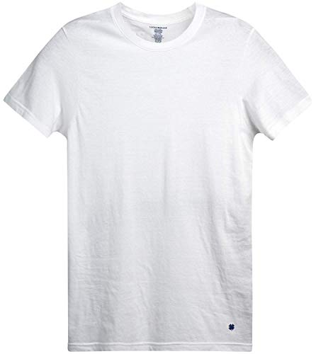 Lucky Brand Men's Undershirt – 100% Cotton Slim Fit Crew Neck Short Sleeve T-Shirt (3 Pack), Size Medium, White #TOP3