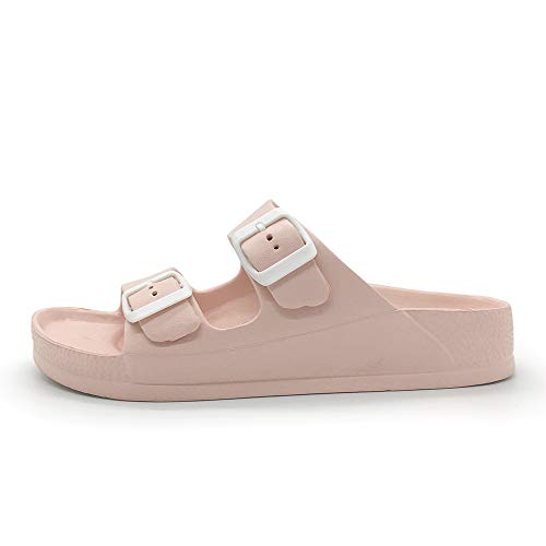 Image of Luffymomo Women's Eva Double Buckle Slides Sandals | Soft Footbed Adjustable Slip on Sandals, Comfortable Summer Beach