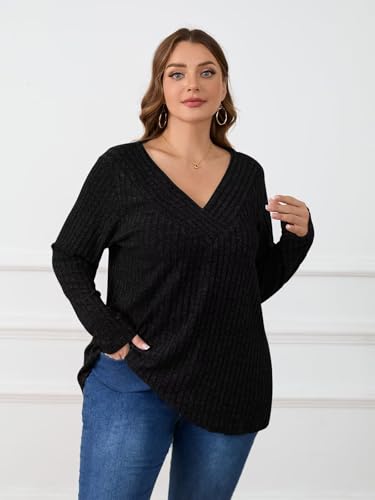Image of BELAROI Womens Plus Size Sweaters V Neck Fall Tunic Top Pullover Shirts