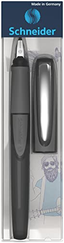 Image of Schneider Ray Fountain Pen, Blue Ink, Onyx Barrel, Rubberize Grip, Right Handed Medium Iridium Tip, Refillable, Erasable Blue Ink, 1 Each (168207)