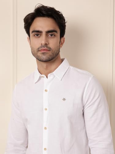 Image of WROGN Men's Linen Blend Shirt | Solid Styles | Slim Fit